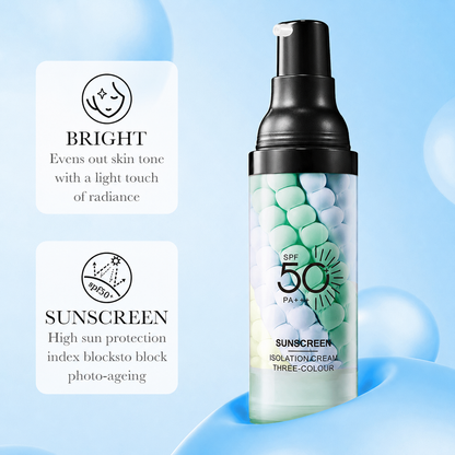 3-In-1 Color Corrector Primer, SPF 50 Sunscreen Isolation Cream, Oil Control & Moisturizing Skin Tone